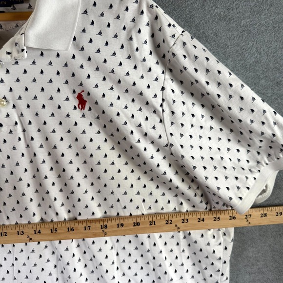 Polo Ralph Lauren Sailboat Nautical Polo Shirt Mens 2XL White Collar Classic Fit - Picture 5 of 9